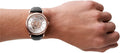 Emporio Armani Luigi Automatic Silver Dial Black Leather Strap Watch For Men - AR60013
