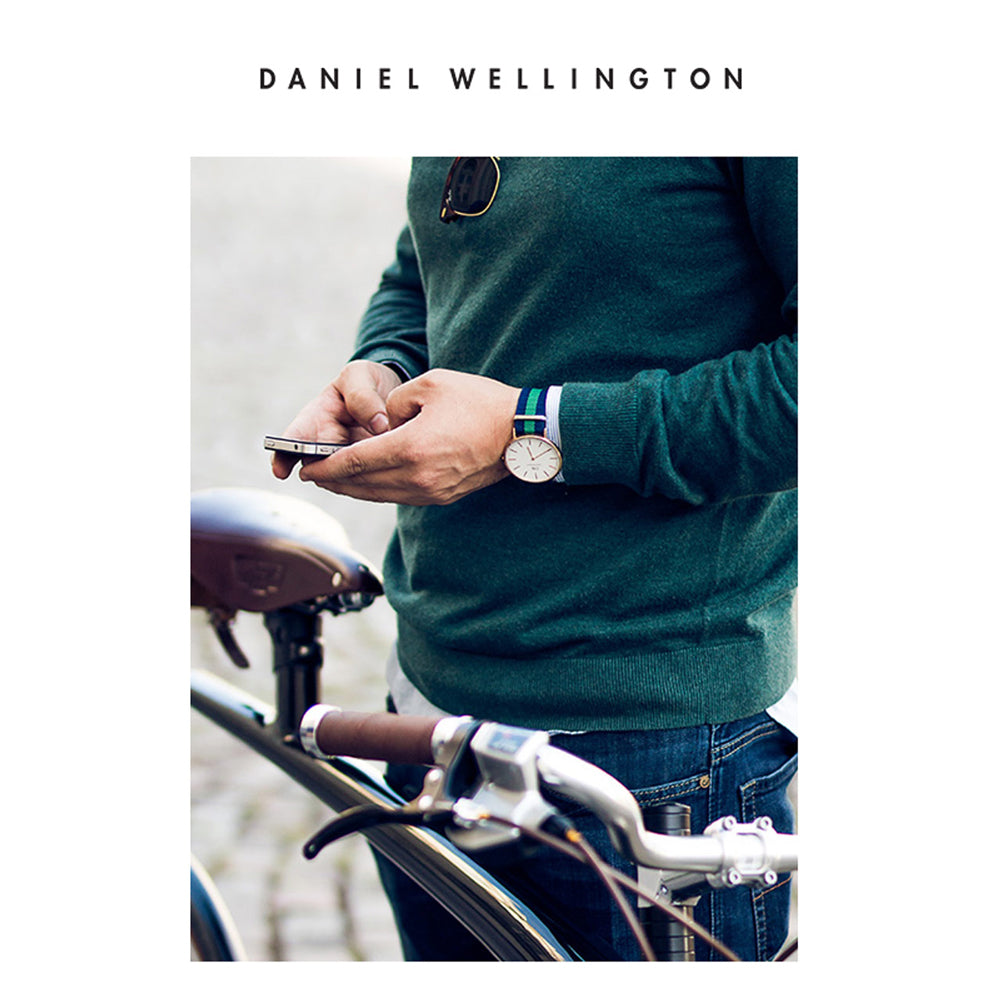 Daniel Wellington Classic Warwick White Dial Two Tone Nylon Strap Watch for Men - DW00100005