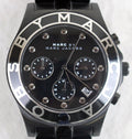 Marc Jacobs Blade Chronograph Black Dial Black Steel Strap Watch for Women - MBM3083