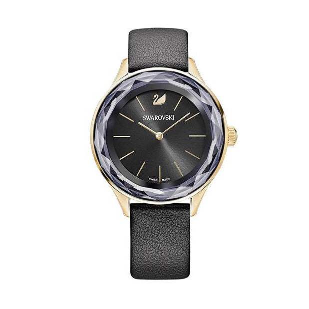 Swarovski Octea Nova Grey Dial Grey Leather Strap Watch for Women - 5295358