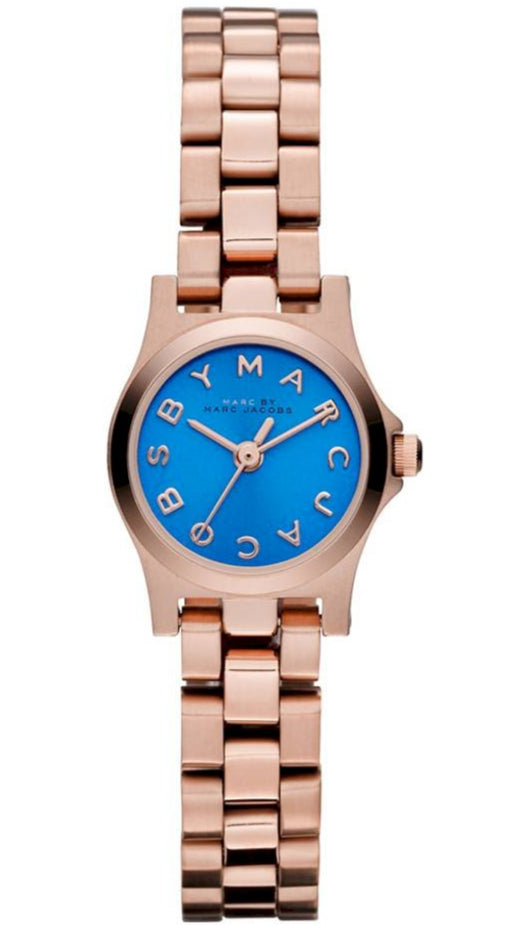 Marc Jacobs Henry Dinky Blue Dial Rose Gold Steel Strap Watch for Women - MBM3204