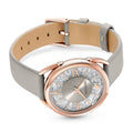 Swarovski Crystalline Glam Silver Dial Grey Leather Strap Watch for Women - 5452455