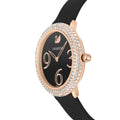 Swarovski Crystal Frost Black Dial Black Leather Strap Watch for Women - 5484058