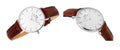 Daniel Wellington Classic Petite St Mawes White Dial Brown Leather Strap Watch For Women - DW00100187