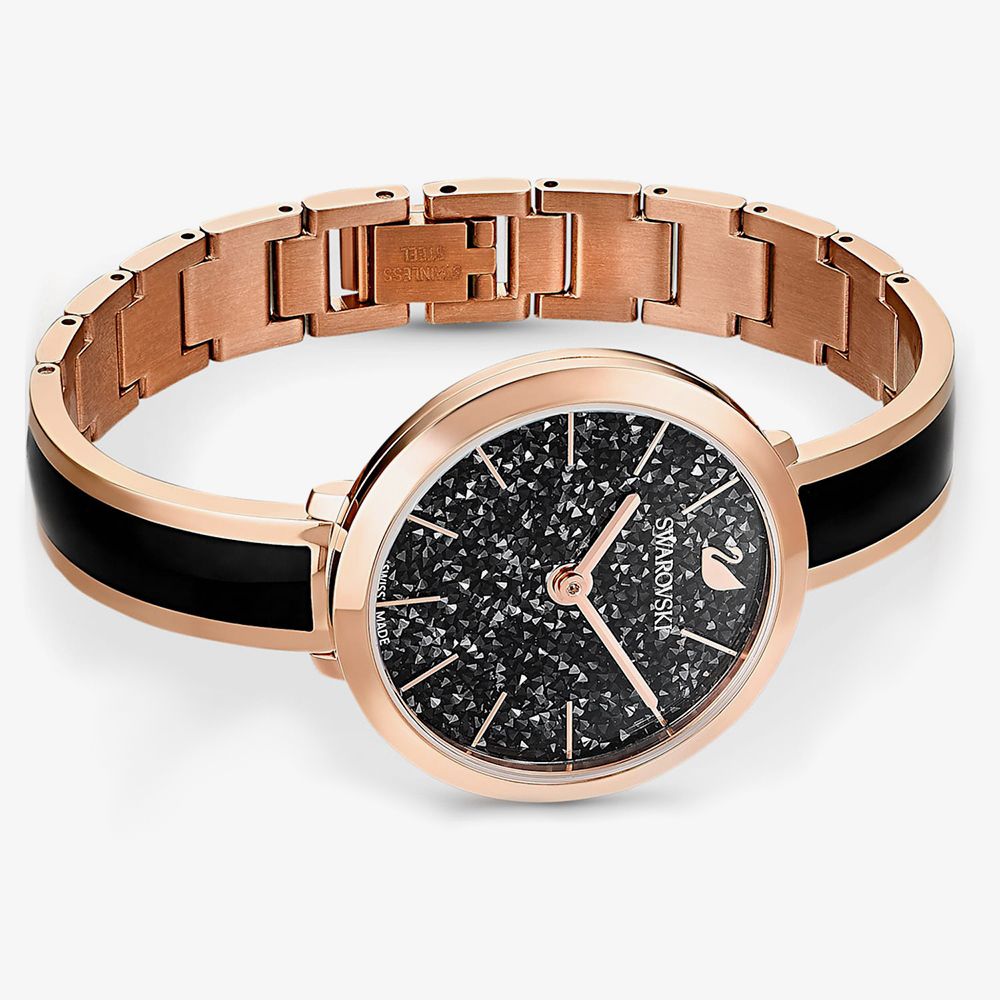 Swarovski Crystalline Delight Black Dial Two Tone Steel Strap Watch for Women - 5580530