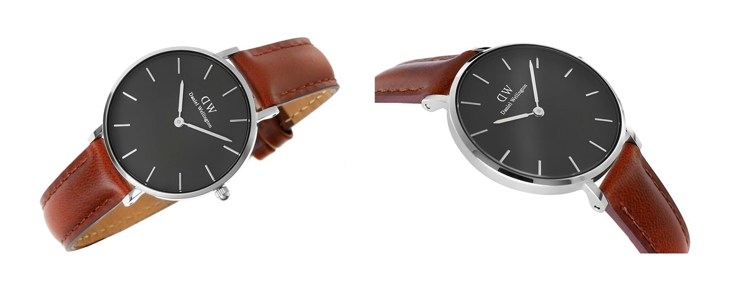 Daniel Wellington Classic Petite Bristol Black Dial Brown Leather Strap Watch For Women - DW00100177