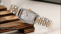 Emporio Armani Gianni T Bar White Mother Of Pearl Dial Two Tone Steel Strap Watch For Women - AR11519