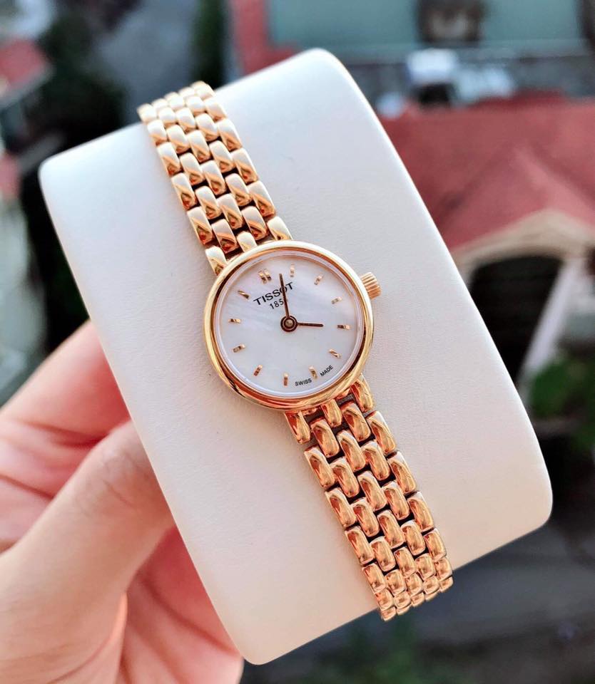 Tissot T Lady Lovely Mother of Pearl Dial Rose Gold Steel Strap Watch For Women - T058.009.33.111.00