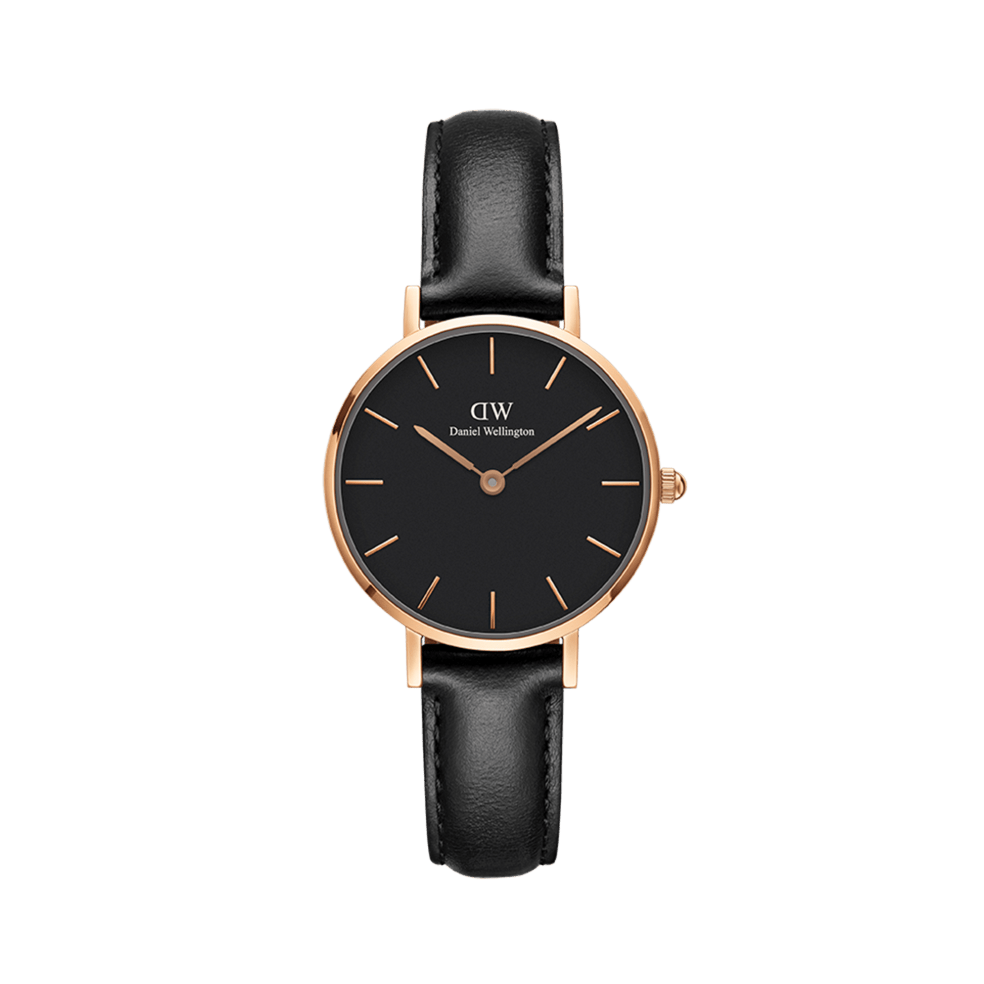 Daniel Wellington Classic Petite Sheffield Black Dial Black Leather Strap Watch For Women - DW00100224