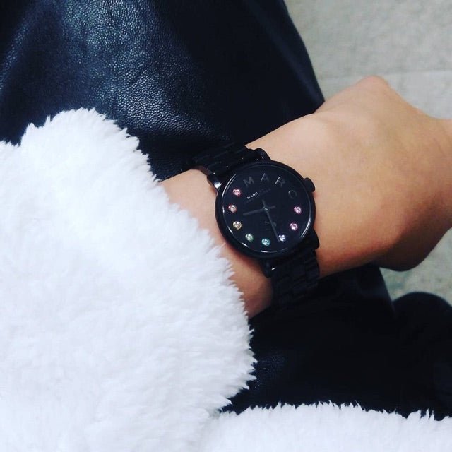 Marc Jacobs Baker Black Dial Black Steel Strap Watch for Women - MBM3425