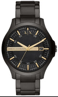Armani Exchange Hampton Chronograph Black Dial Black Steel Strap Watch For Men - AX2150