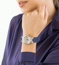 Guess Moonlight Diamonds White Dial Blue Rubber Strap Watch for Women - GW0257L3