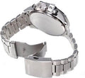 Diesel Mega Chief Chronograph Blue Dial Silver Steel Strap Watch For Men - DZ4465