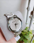 Michael Kors Kinley Diamond Pave Silver Dial Silver Steel Strap Watch for Women - MK5996
