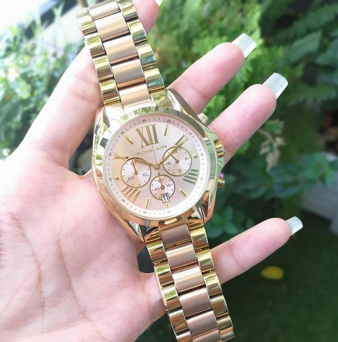 Michael Kors Bradshaw Gold Dial Two Tone Steel Strap Watch for Women - MK6359