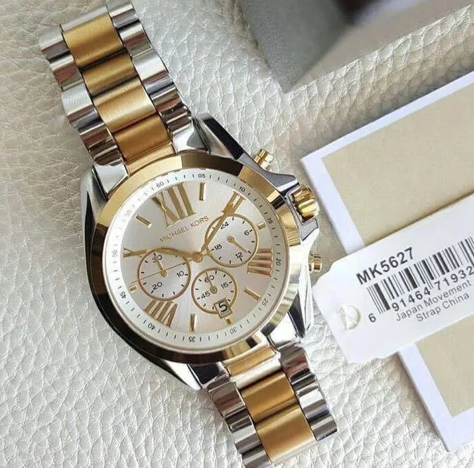 Michael Kors Bradshaw Silver Dial Two Tone Steel Strap Watch for Women - MK5627