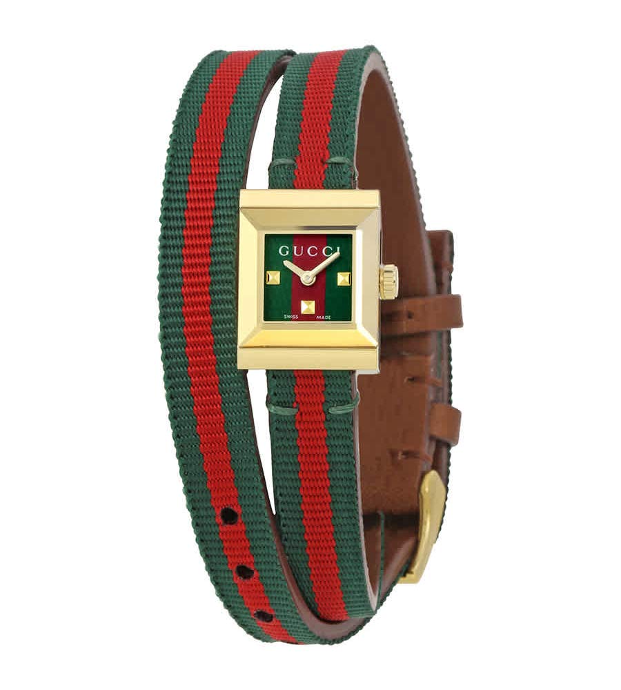Gucci G-Frame Multicolored Dial Two Tone Nylon Strap Watch For Women - YA128527