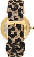 Michael Kors Parker Black Dial Cheetah Print Brown Leather Strap Watch For Women - MK4723