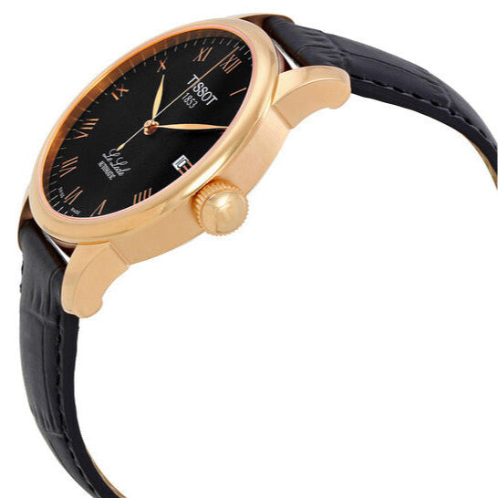 Tissot T Classic Le Locle Automatic Black Dial Black Leather Strap Watch For Men - T41.5.423.53
