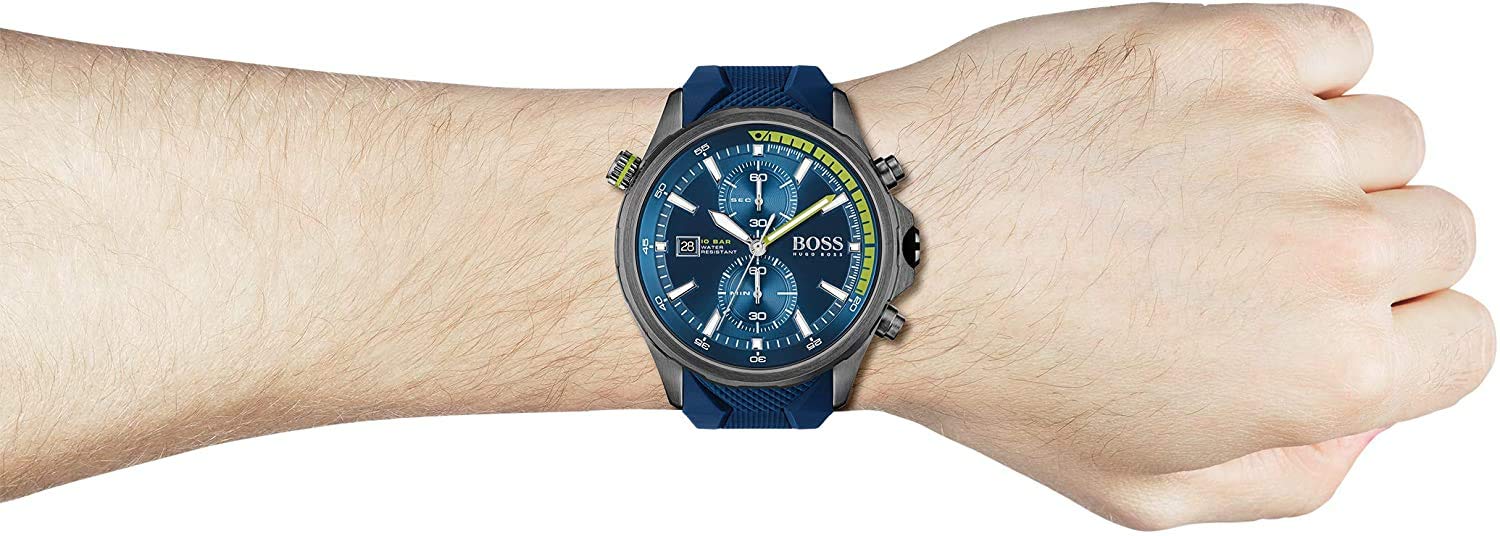 Hugo Boss Globetrotter Blue Dial Blue Silicone Strap Watch for Men - 1513821