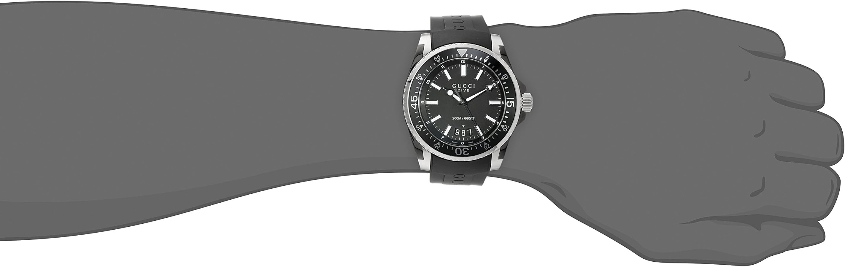 Gucci Dive Analog Quartz Black Dial Black Rubber Strap Watch For Men -  YA136204