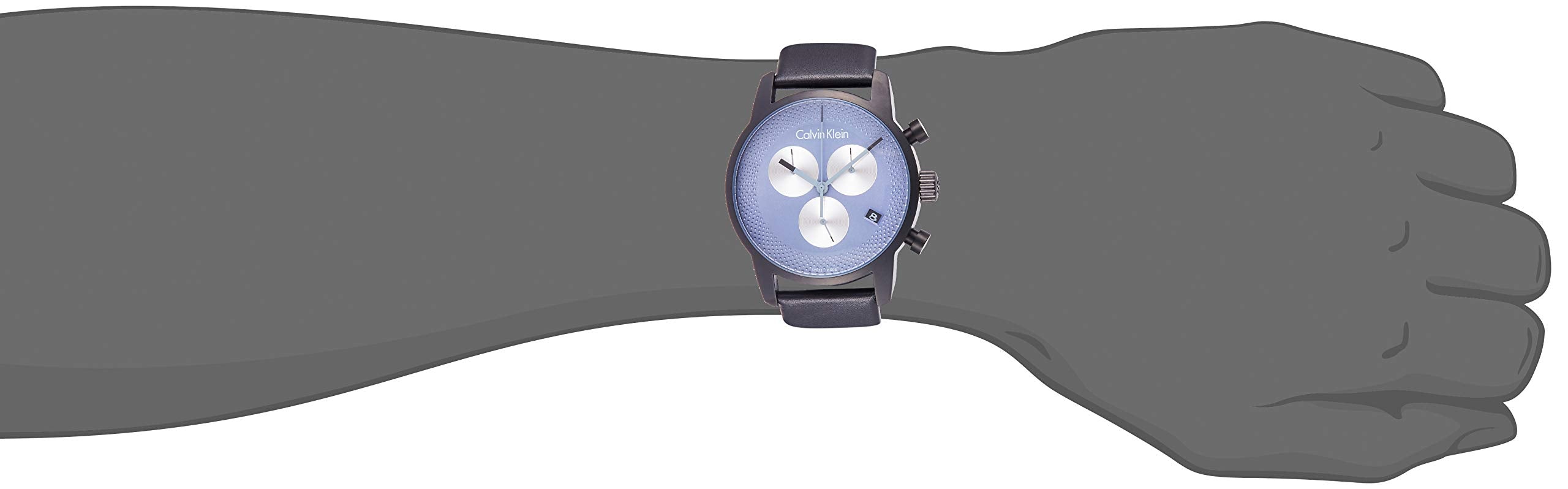 Calvin Klein City Chronograph Grey Dial Black Leather Strap Watch for Men - K2G177C3