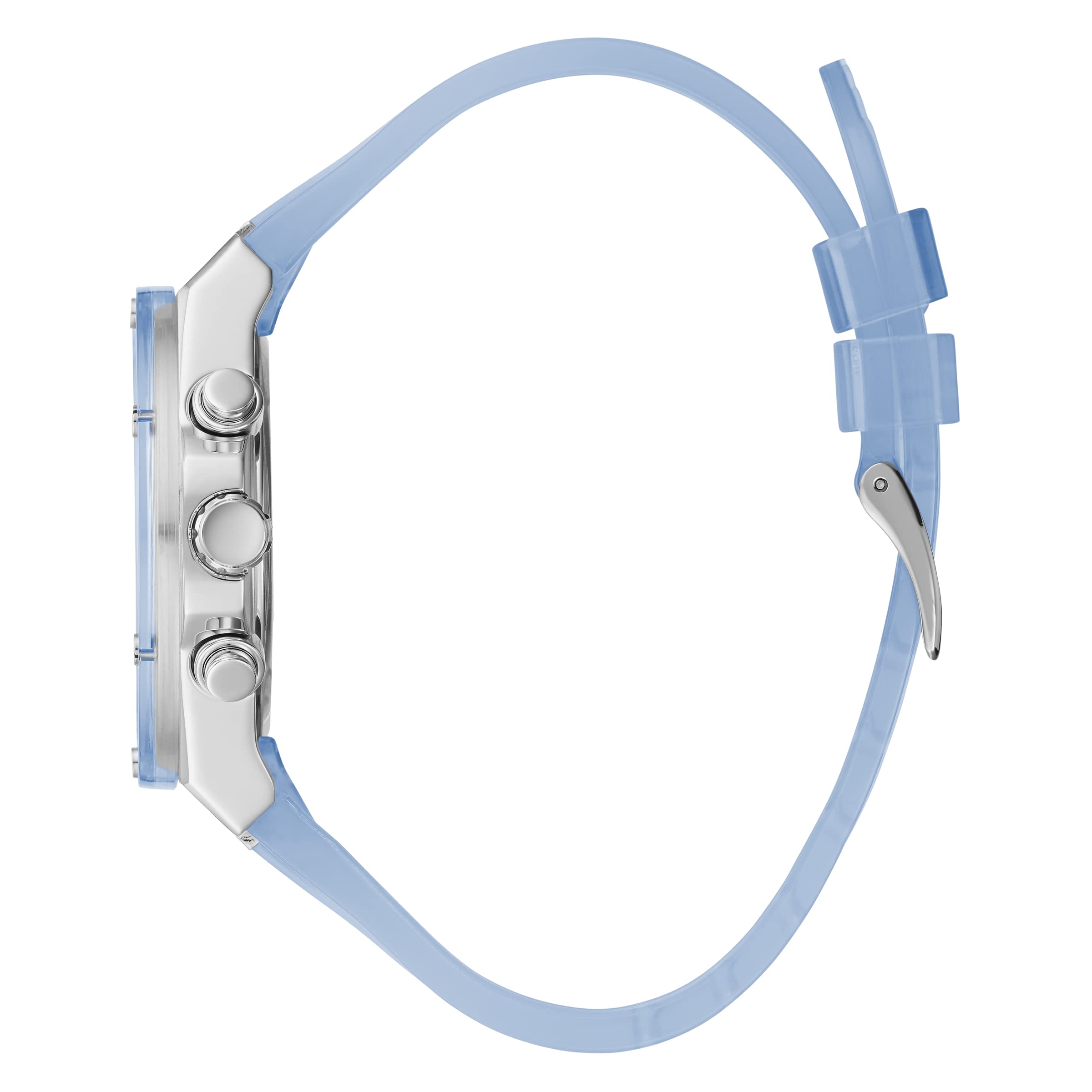 Guess Athena Active Life Clear White Dial Blue Rubber Strap Watch for Women - GW0409L1