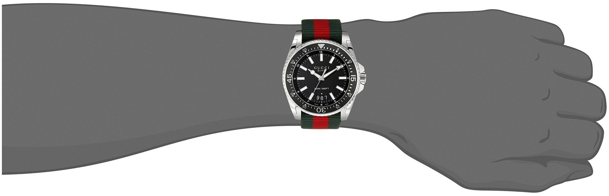 Gucci Dive Black Dial Two Tone NATO Strap Watch For Men - YA136206