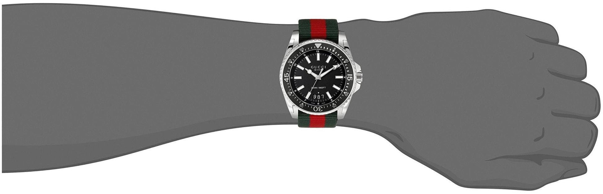 Gucci Dive Black Dial Two Tone NATO Strap Watch For Men - YA136206