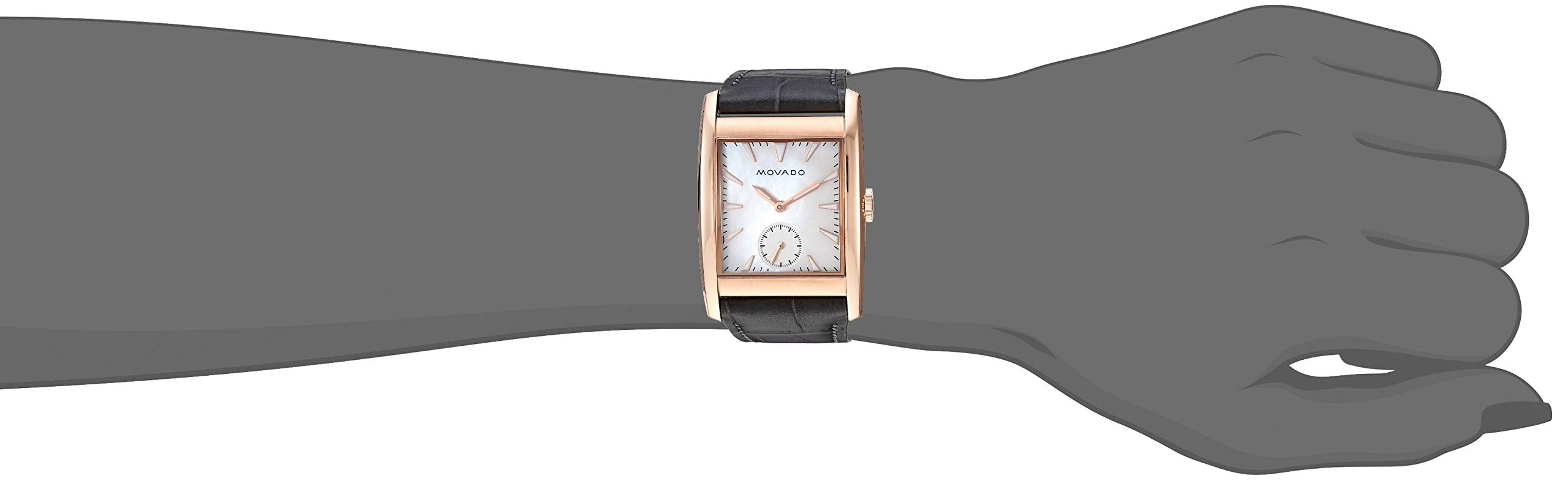 Movado Heritage Mother of Pearl White Dial Grey Leather Strap Watch For Women - 3650051