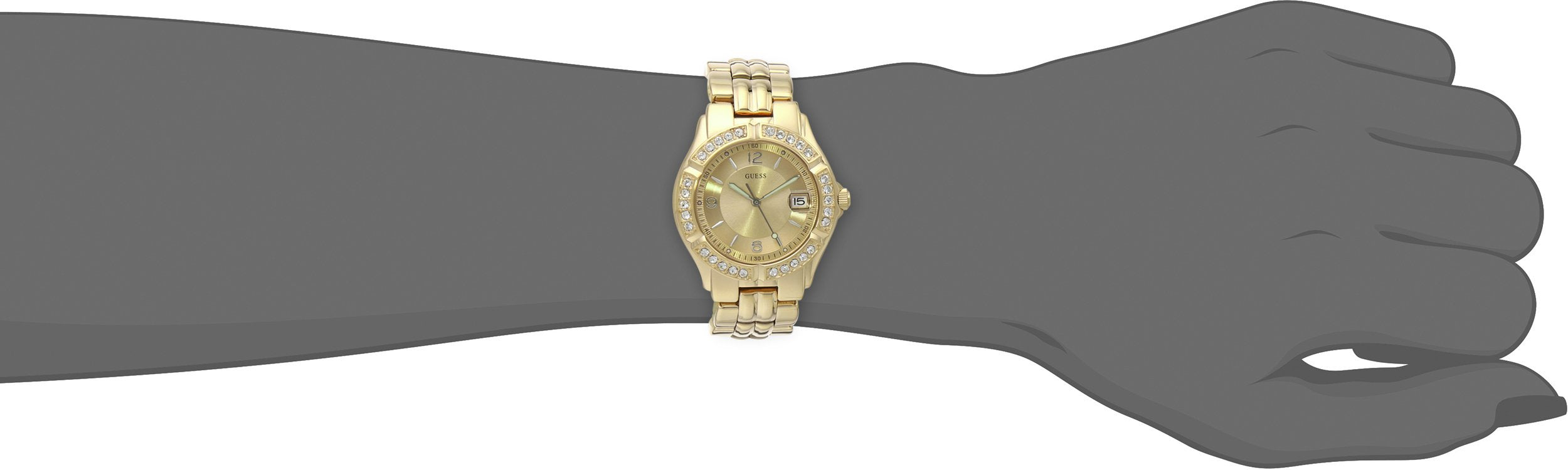 Guess Dazzling Diamonds Gold Dial Gold Steel Strap Watch for Women - W85110L1