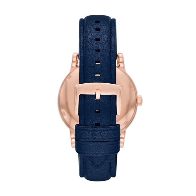 Emporio Armani Meccanico Automatic Blue Dial Blue Leather Strap Watch For Men - AR60050