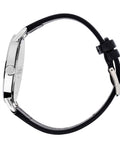 Calvin Klein Even Silver Black Leather Strap Watch for Women - K7B231C6