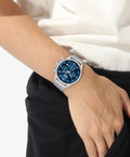 Hugo Boss Gregor Chronograph Blue Dial Silver Mesh Bracelet Watch For Men - 1514052