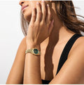 Michael Kors Lexington Pave Three-Hand Green Dial Gold Steel Strap Watch for Women - MK4842