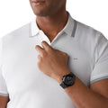 Michael Kors Runway Chronograph Black Dial Black Steel Strap Watch for Men - MK8157