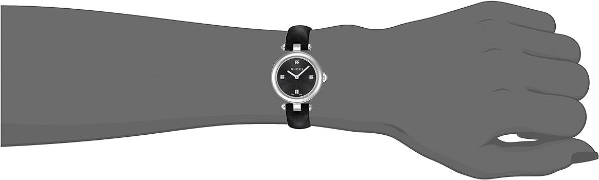 Gucci Diamantissima Quartz Diamonds Black Dial Black Leather Strap Watch for Women - YA141506
