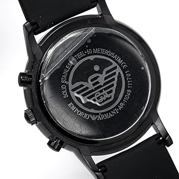 Emporio Armani Chronograph Quartz Silver Dial Black Rubber Strap Watch For Men - AR11048