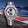 Maurice Lacroix Aikon Chronograph Special Edition Mahindra Racing Silver Dial Grey Rubber Strap Watch for Men - AI1018-TT031-130-2