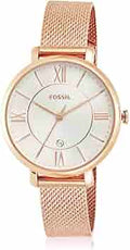 Fossil Jacqueline Mother of Pearl White Dial Gold Mesh Strap Watch for Women - ES4352