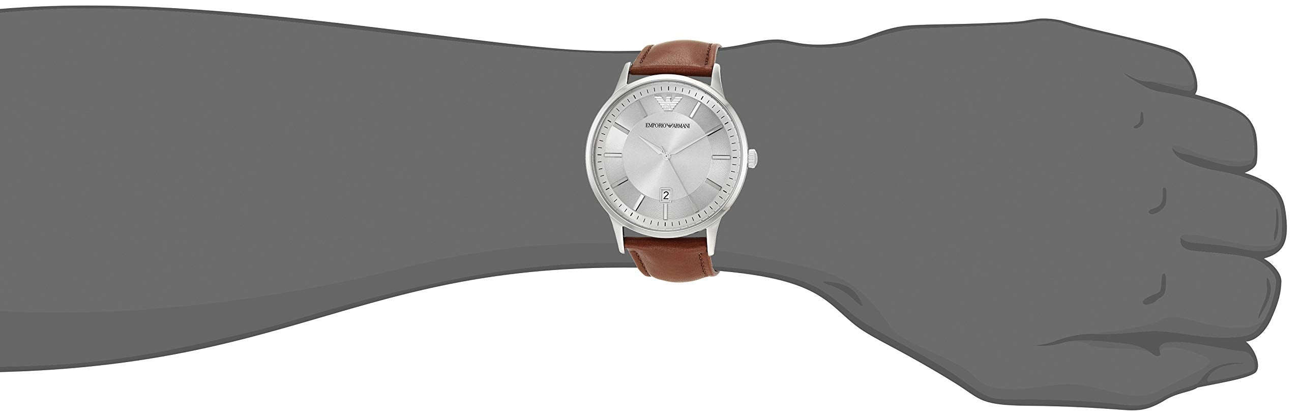 Emporio Armani Renato Quartz Silver Dial Brown Leather Strap Watch For Men - AR11185