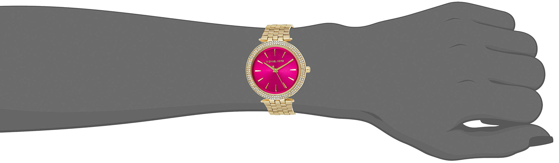 Michael Kors Darci Pink Dial Gold Steel Strap Watch for Women - MK3444