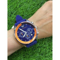 Emporio Armani Chronograph Blue Dial Blue Rubber Strap Watch For Men - AR5864