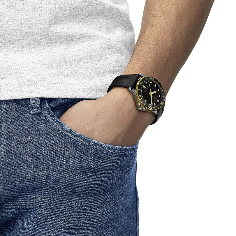 Tissot Seastar 1000 Black Dial Black Rubber Strap Watch For Men - T120.410.27.051.00