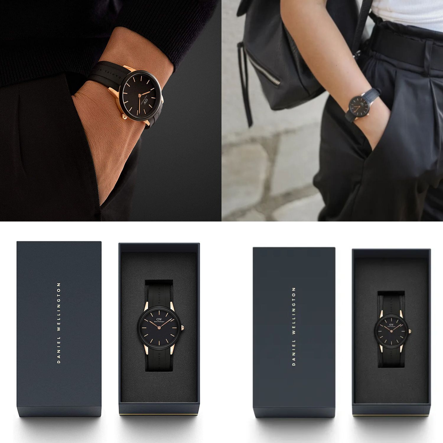 Daniel Wellington Iconic Motion Black Dial Black Rubber Strap Watch For Men - DW00100425