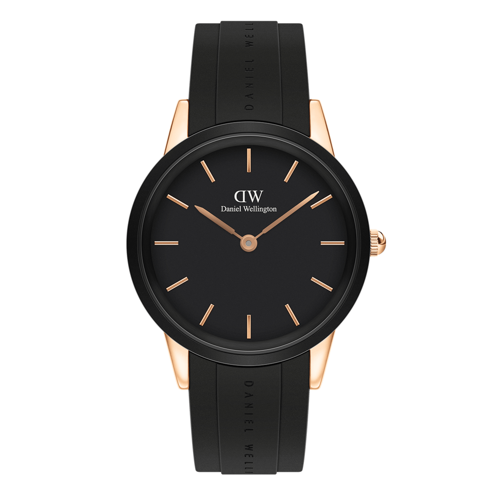 Daniel Wellington Iconic Motion Black Dial Rubber Strap Watch For Women - DW00100426