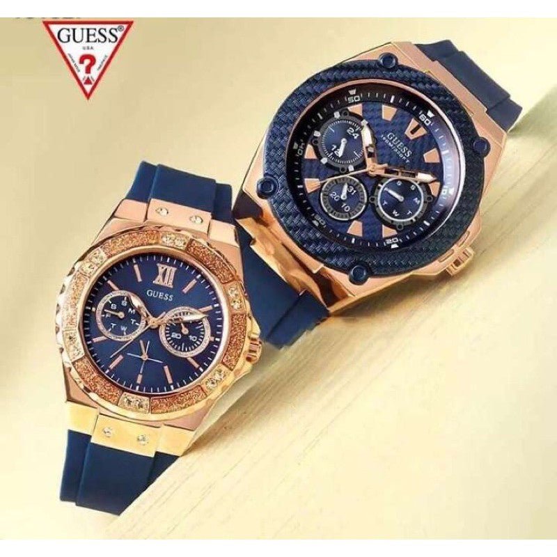 Guess Legacy Blue Dial Blue Silicone Strap Watch For Men - W1049G2