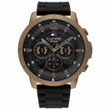 Tommy Hilfiger Blaze Multifunction Black Dial Black Rubber Strap Watch For Men - 1792028
