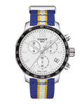 Tissot Quickster Chronograph NBA Golden State Warriors White Dial Two Tone NATO Strap Watch for Men - T095.417.17.037.15