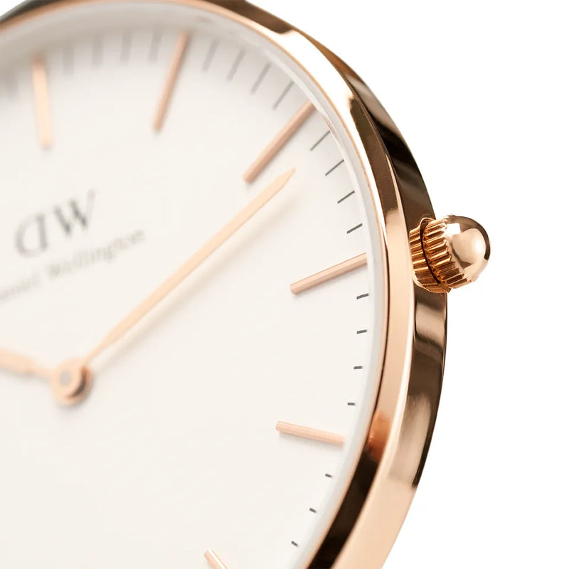 Daniel Wellington Classic South Hampton White Dial Two Tone Nylon Strap Watch For Women - DW00100034
